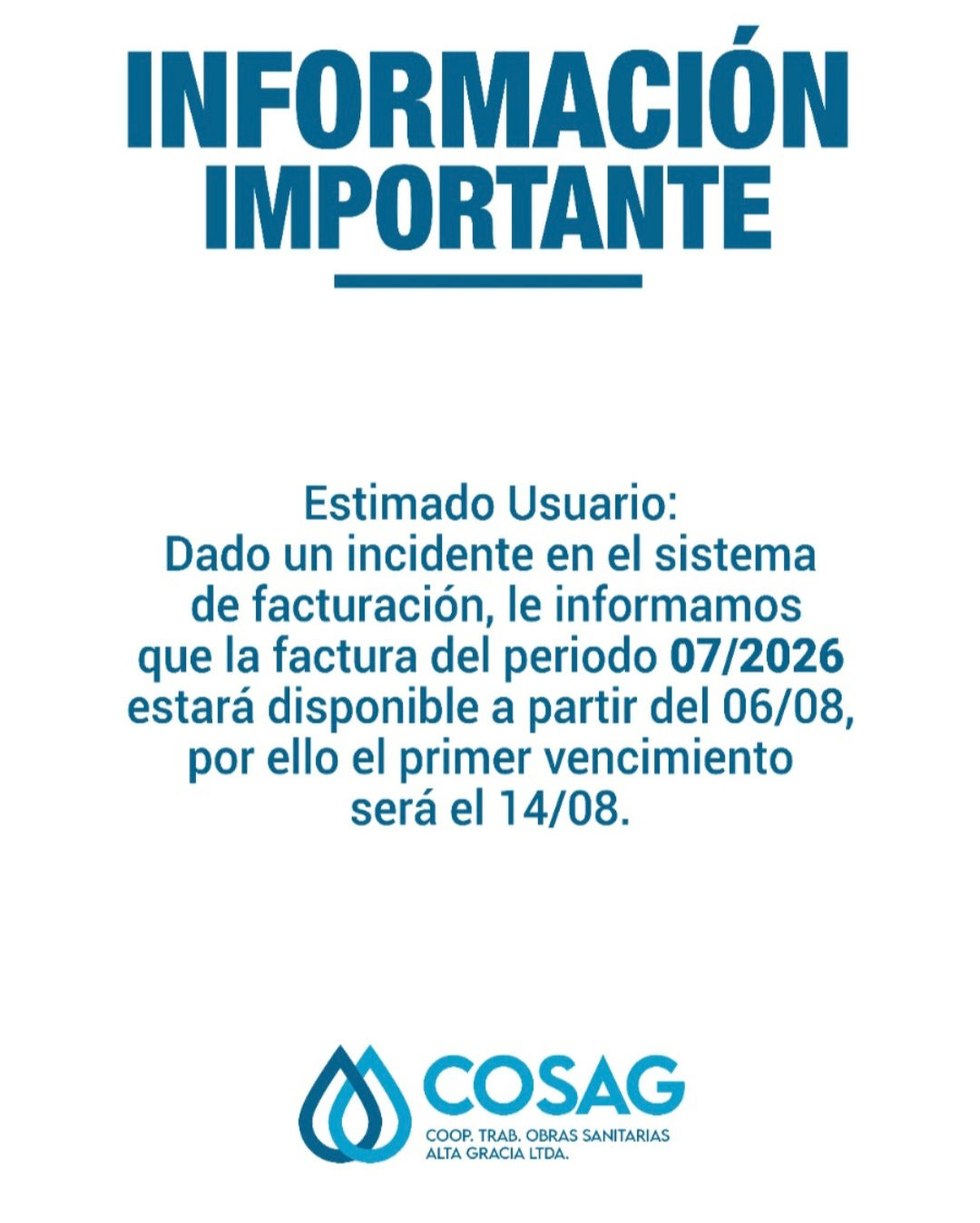Aviso sobre facturas